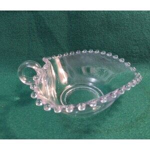 Vintage Candlewick Bowl Imperial Glass-Beaded Edge-Heart Shape-Candy- Depression